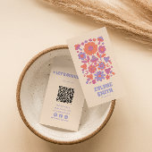Retro Kleurrijke QR Code Groovy Floral Funky Boho Visitekaartje