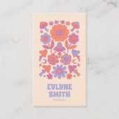 Retro Kleurrijke QR Code Groovy Floral Funky Boho Visitekaartje (Voorkant)