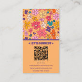 Retro Kleurrijke QR Code Groovy Floral Trendy Boho Visitekaartje (Achterkant)