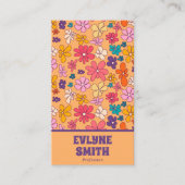 Retro Kleurrijke QR Code Groovy Floral Trendy Boho Visitekaartje (Voorkant)