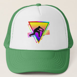 Retro Kleurrijke Rainbow Cricket Speler  Trucker Pet