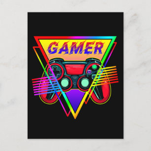 Retro Kleurrijke Regenboog Gamer Computer Gaming Briefkaart