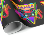 Retro Kleurrijke Regenboog Gamer Computer Gaming Cadeaupapier (Rol Hoek)