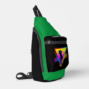 Retro Kleurrijke Regenboog Golfspeler Vintage Sling Bag