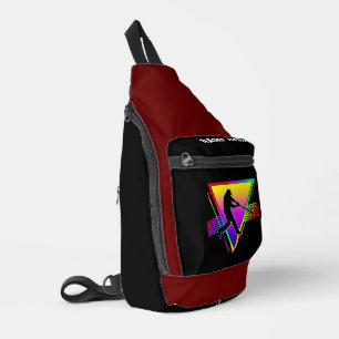 Retro Kleurrijke Regenboog Honkbalspeler Vintage Sling Bag