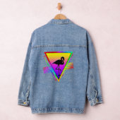 Retro Kleurrijke Regenboog Moderne Flamingo Vogel Denim Jacket (Hangar)