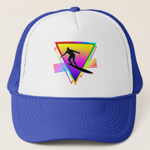Retro Kleurrijke Regenboog Surfen Surfer Trucker Pet