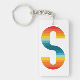 Retro Kleurrijke Regenboog Typografie Zonsondergan Sleutelhanger