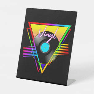 Retro Kleurrijke Regenboog Vinyl Muziekplaat Reclamebord Met Voetstuk