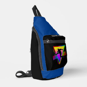 Retro Kleurrijke Regenboog Voetbalspeler Sling Bag
