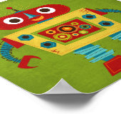 Retro Kleurrijke Robot Poster Print (Hoek)