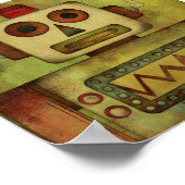 Retro Kleurrijke Robot Poster Print (Hoek)