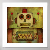 Retro Kleurrijke Robot Poster Print (Voorkant)