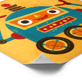 Retro Kleurrijke Robot Poster Print (Hoek)