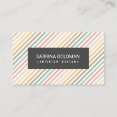 Retro kleurrijke roze groene strepen pasteelkleure visitekaartje (Voorkant)