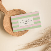 Retro Kleurrijke Roze Groene Strepen Pastel Boho F Visitekaartje