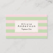 Retro Kleurrijke Roze Groene Strepen Pastel Boho F Visitekaartje (Voorkant)