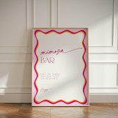 Retro Kleurrijke Roze Sinaasappel Wavy Border Mimo Reclamebord Met Voetstuk