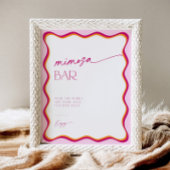 Retro Kleurrijke Roze Sinaasappel Wavy Border Mimo Reclamebord Met Voetstuk