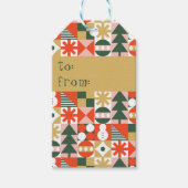 Retro Kleurrijke Scandinavische Kerstmis Cadeaulabel (Voorkant)