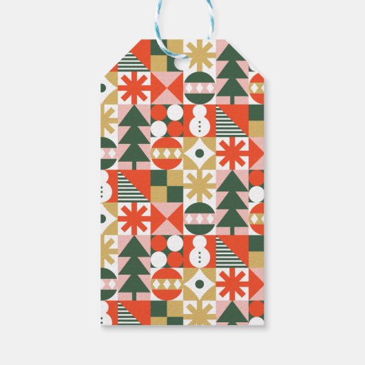 Retro Kleurrijke Scandinavische Kerstmis Cadeaulabel (Achterkant)