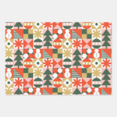 Retro  Kleurrijke Scandinavische Kerstmis Inpakpapier Vel (Voorkant)