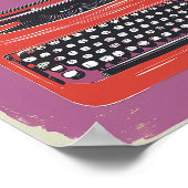 Retro Kleurrijke Schrijfmachine Pop Art Grid Print (Hoek)