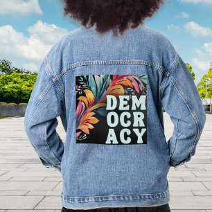 Retro Kleurrijke Stellingname Politiek Democratie Denim Jacket