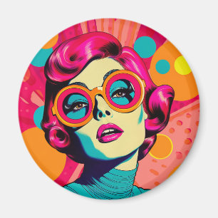 Retro kleurrijke stijl magneet, kleurrijke vrouw magneet