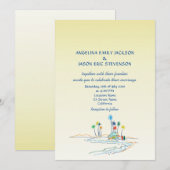 Retro Kleurrijke Strandbruiloft Kaart (Voorkant / Achterkant)