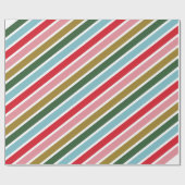 Retro Kleurrijke Streep Kerst Feestdagen Cadeaupapier (Vlak)