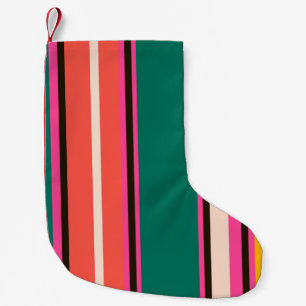 Retro kleurrijke strepen, abstracte achtergrond kleine kerstsok