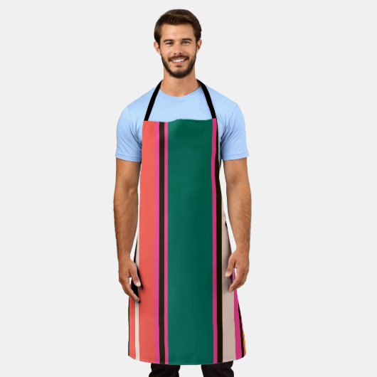 Retro kleurrijke strepen, abstracte achtergrond schort (Gedragen)