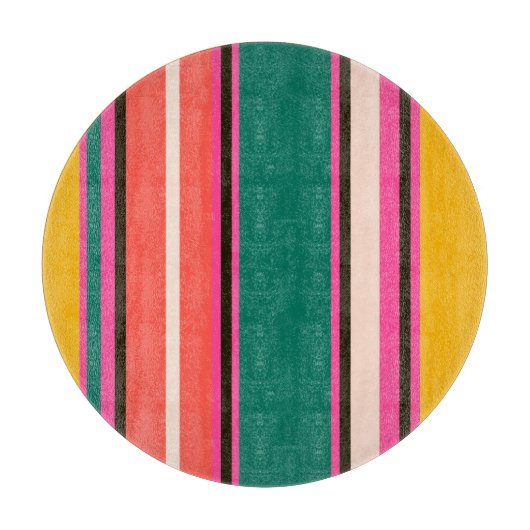 Retro kleurrijke strepen, abstracte achtergrond snijplank (Voorkant)