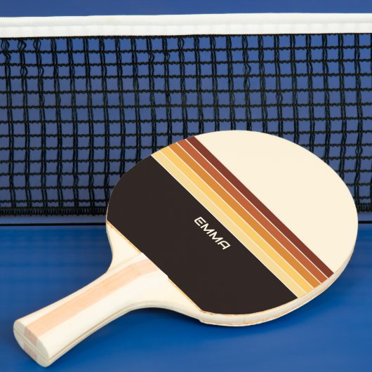 Retro kleurrijke strepen gepersonaliseerd tafeltennisbatje (Insitu)