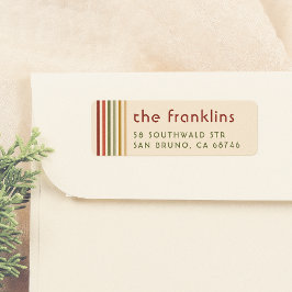 Retro Kleurrijke Strepen Leuke Familienaam & Adres Etiket