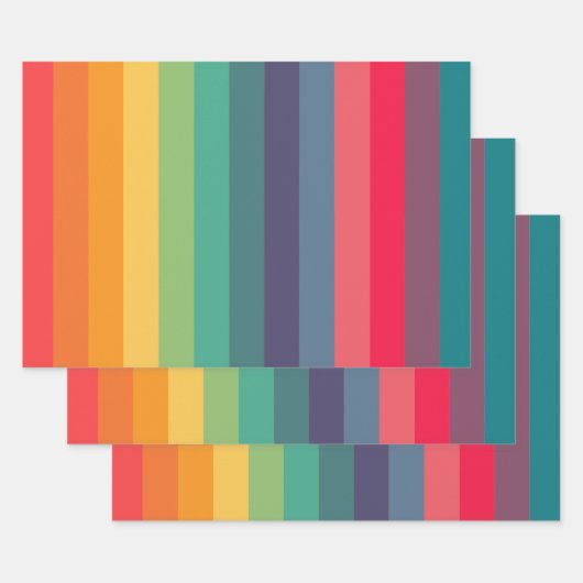 Retro kleurrijke strepen patroon inpakpapier vel (Set)