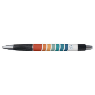 Retro Kleurrijke Strepen Patroon met Elk Monogram Pen