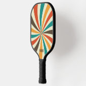 Retro Kleurrijke Strepen Script Minimalistische Na Pickleball Paddle (Links)