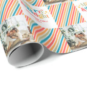 Retro Kleurrijke Strepen Vrolijk en Helder Foto Cadeaupapier (Rol Hoek)