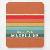 Retro  kleurrijke strepen Warm Sinaasappel Muismat (Voorkant)