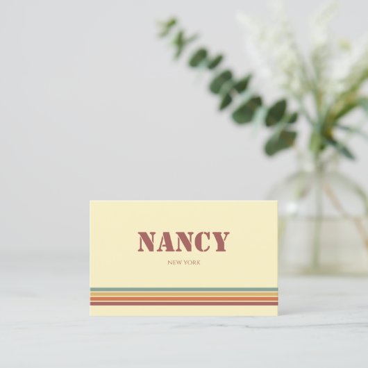 Retro kleurrijke Stripes Visitekaartje (Staand voorkant)