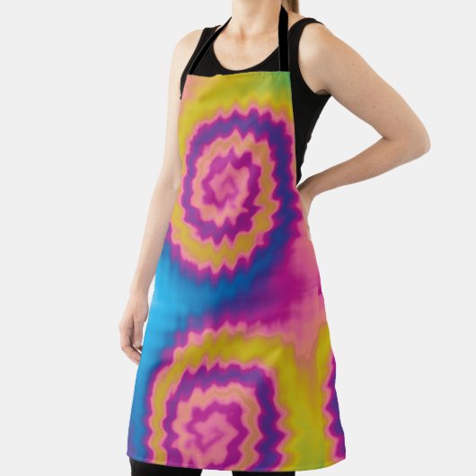 Retro kleurrijke stropdas kleurstofpatroon funky schort (Insitu)