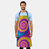 Retro kleurrijke stropdas kleurstofpatroon funky schort (Gedragen)