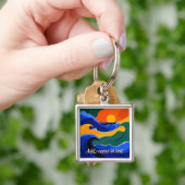 Retro Kleurrijke Surf Golf & Zonsondergang Custom Sleutelhanger (Hand)