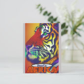 Retro Kleurrijke Tijger Reizen Afrika Briefkaart (Staand voorkant)