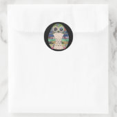 Retro Kleurrijke Uil Boho Bohemian Vogel Custom Ronde Sticker (Tas)