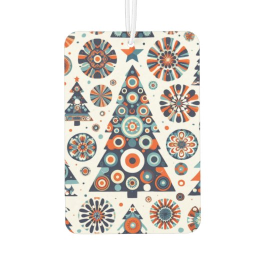 Retro kleurrijke versierde kerstboom luchtverfrisser (Achterkant)
