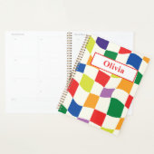 Retro Kleurrijke Vervormde Schaakborden Aangepaste Planner (Display)