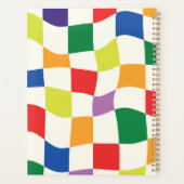 Retro Kleurrijke Verwrongen Checkerboards Aangepas Planner (Achterkant)